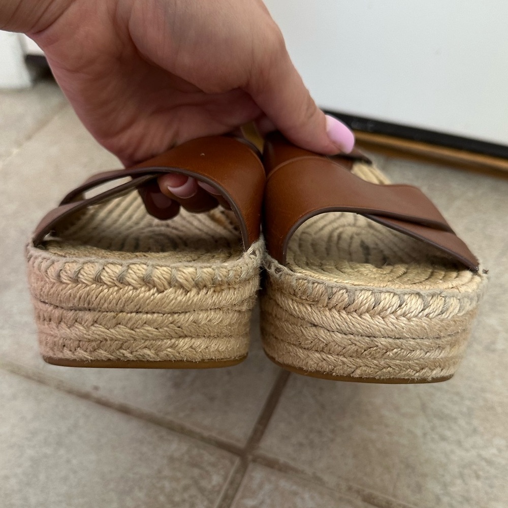 New Coach Primrose Espadrille Sandals Size 10 brown real leather wedges shoes - Picture 4 of 9